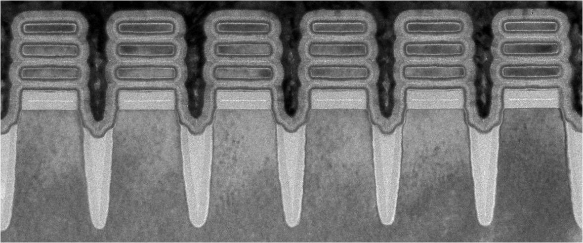 Row of 2 nm nanosheet devices